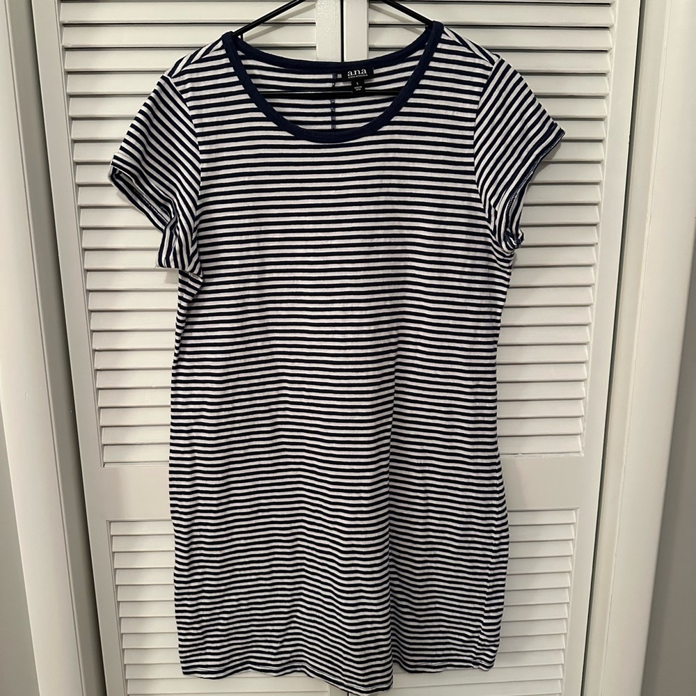 Navy and White Striped Dress